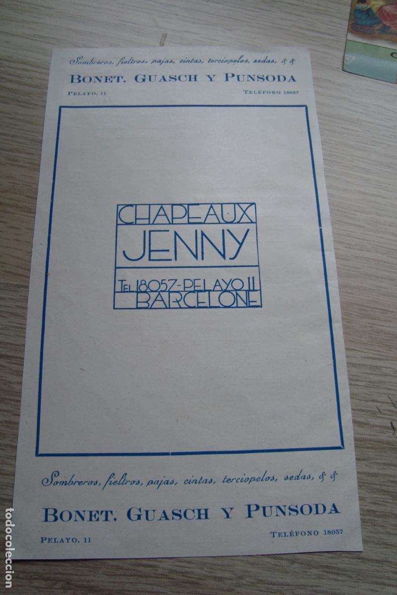 Catalogues publicitaires: ANTIGUA PUBLICIDAD BONET GUASCH Y PUNSOLA CHAPEAUX JENNY SOMBREROS-ZURN Y GUNTHER TELARES 1929