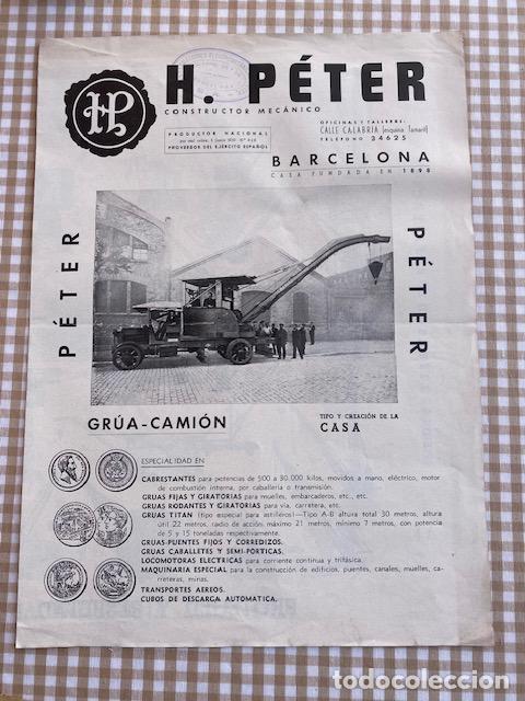 Cat&aacute;logos publicitarios: Barcelona 1930. H. P&eacute;ter. Constructor Macanico - Foto 1