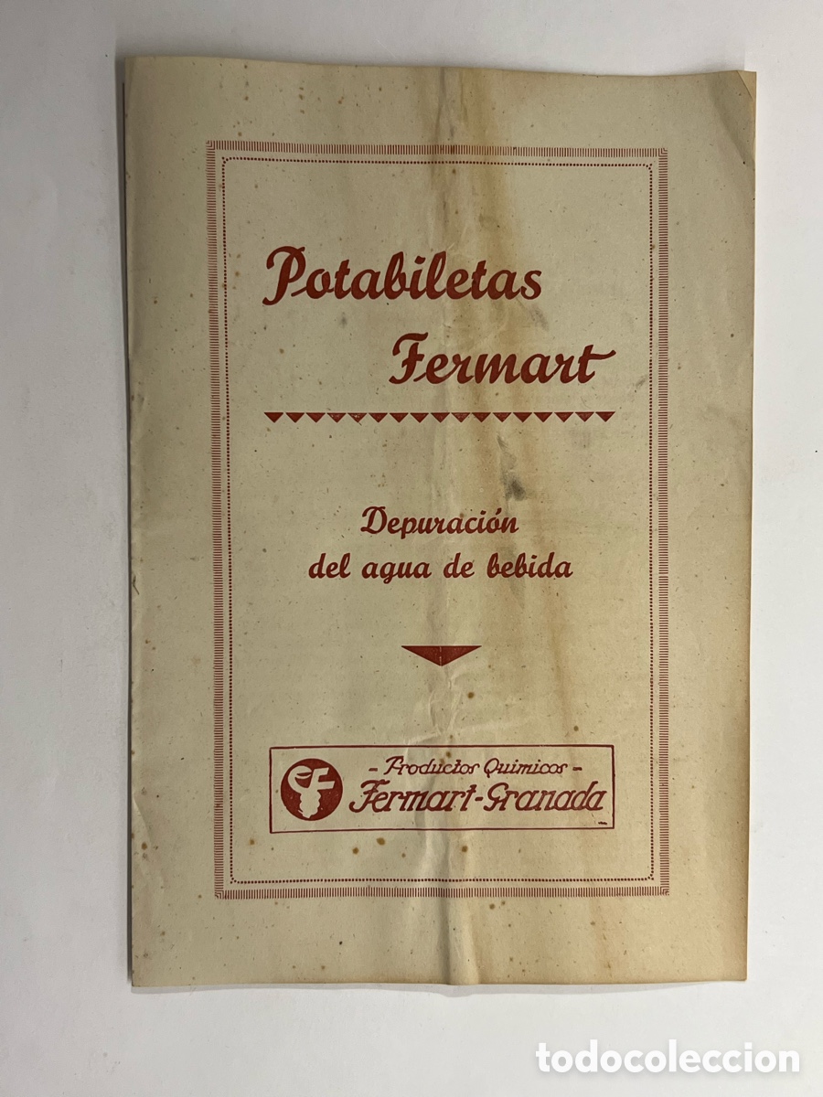 Cataloghi pubblicitari: GRANADA POTABILETAS FERMART, Productos Farmac&eacute;uticos. Depuracion del agua de bebida..(h.1935?)