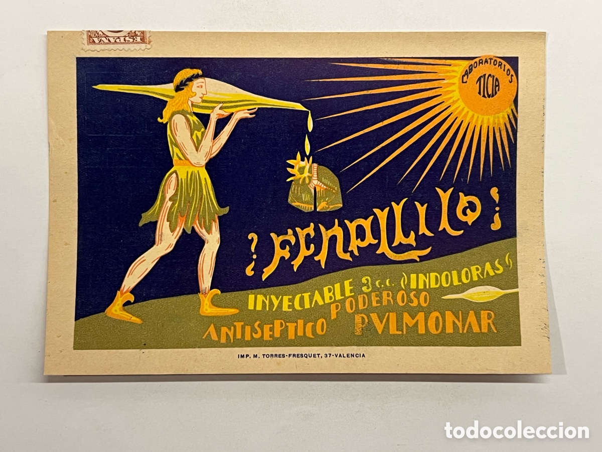 Cataloghi pubblicitari: LABORATORIOS TICIA. Publicidad Farmac&eacute;utica Inyectable Fenalillo.. (h.1910?) Ilustraci&oacute;n Modernista