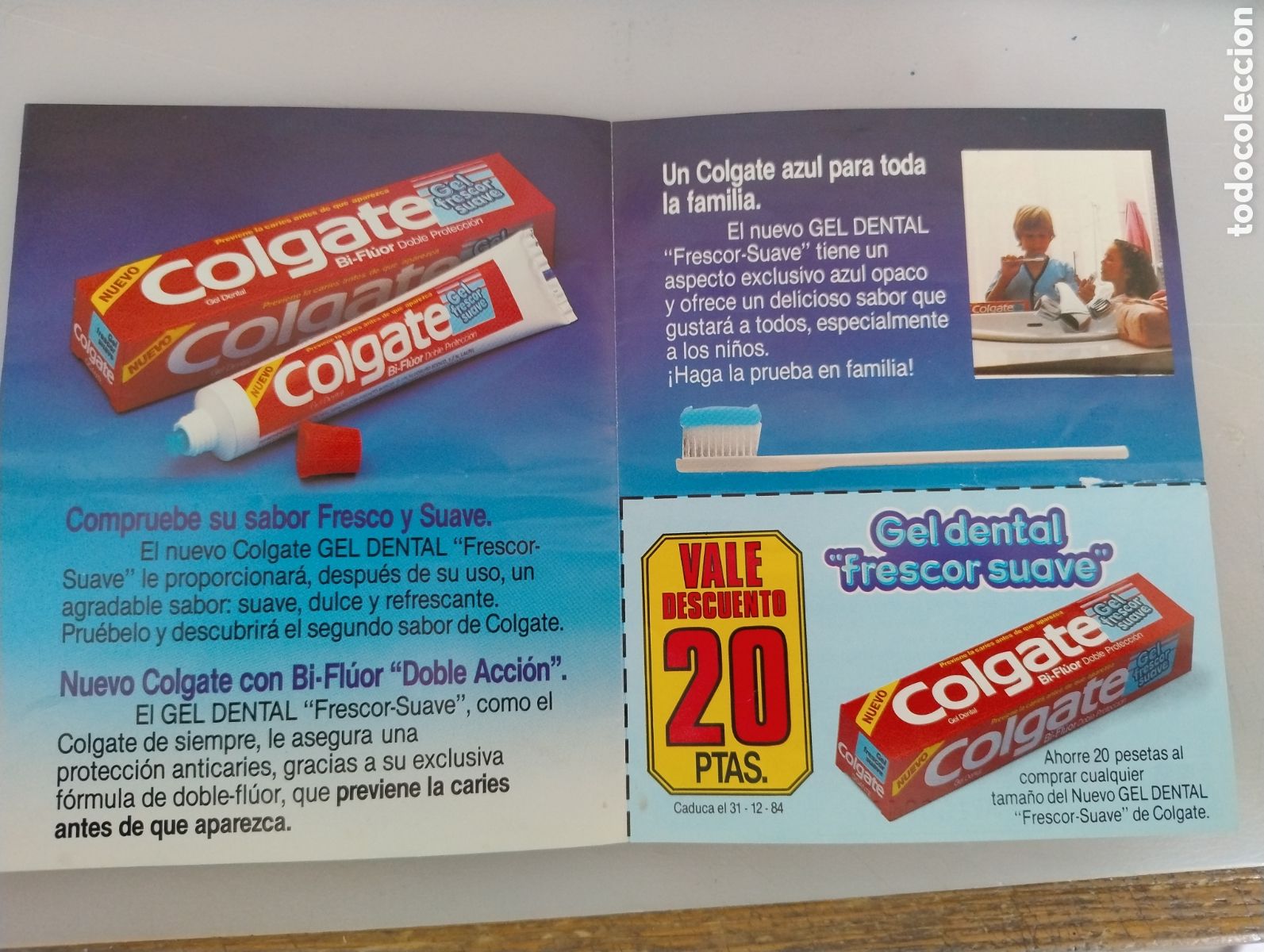 Cataloghi pubblicitari: M69 Hoja publicitaria a&ntilde;os 80 Colgate Gel Dental Frescor Suave