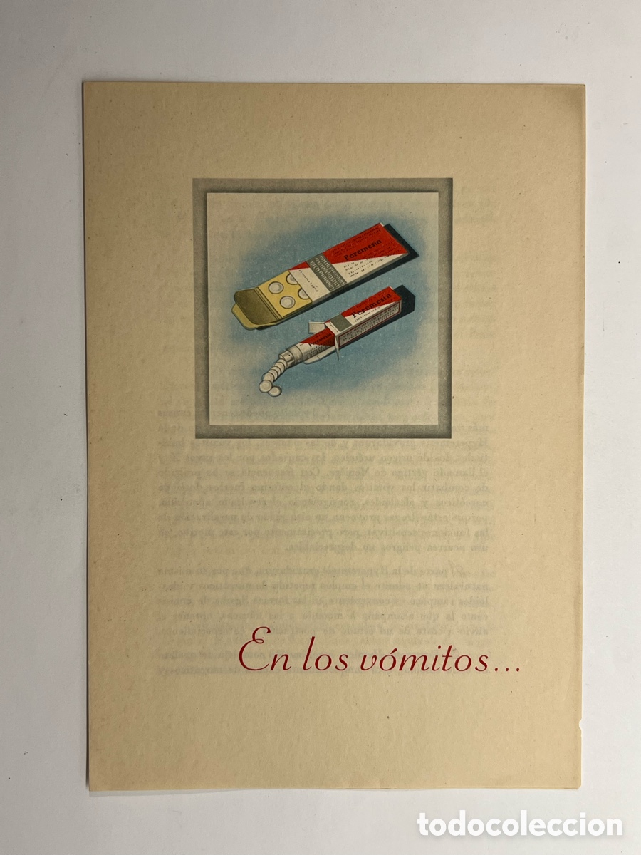 Catalogues publicitaires: Peremesin - Heyden.. En los vomitos .. Publicidad farmac&eacute;utica. Diptico (h.1960?) Diptico