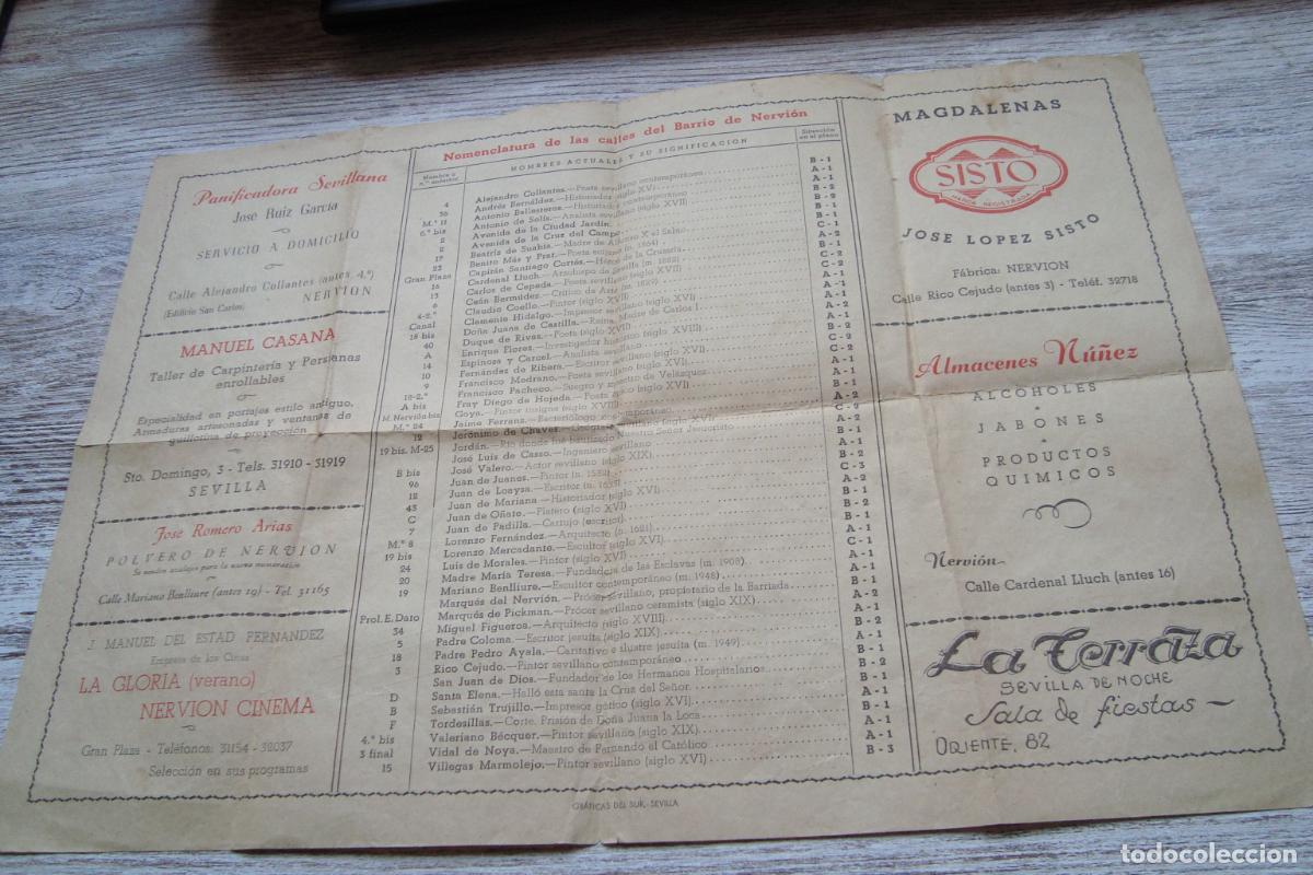 Cataloghi pubblicitari: ANTIGUO PLANO NOMENCLATURA. SEVILLA INMOBILIARIA NERVION S.A SEVILLA. MADALENAS LOPEZ SISTO.