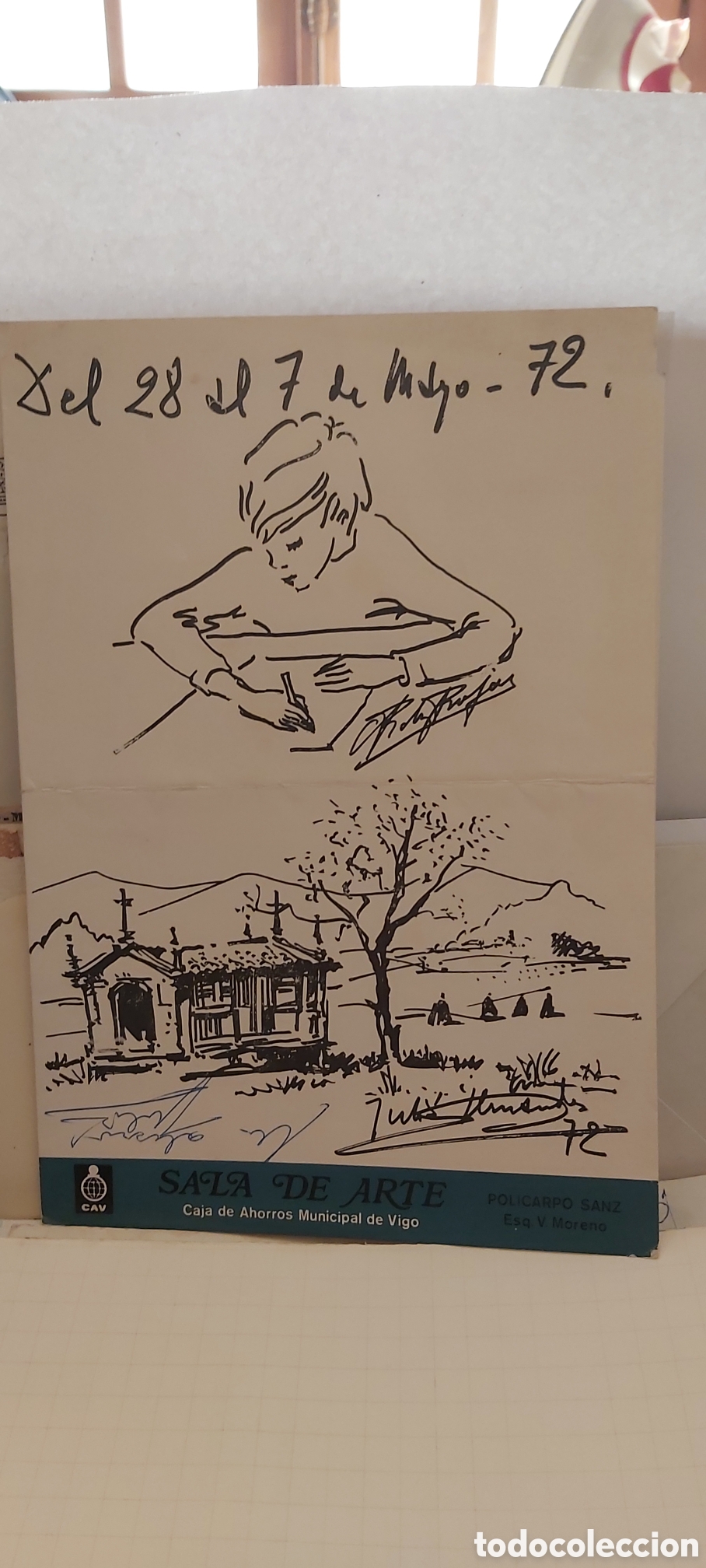 Advertising Catalogs: FIRMA DEL PINTOR JULIAN HERNANDEZ SANTODOMINGO EN FOLLETO DE EXPOSICION VIGO 1972 CON CSRMEN ROJAS