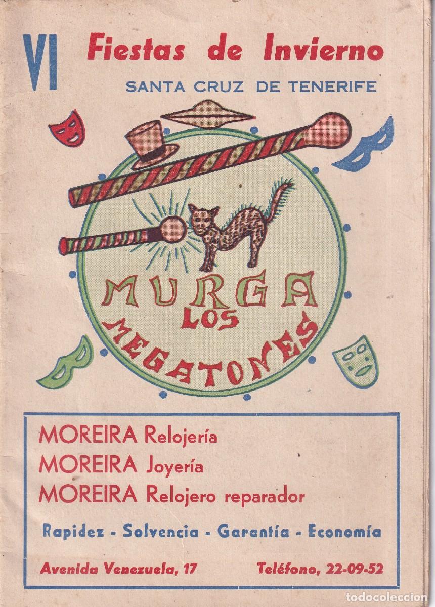 Cataloghi pubblicitari: VI FIESTAS DE INVIERNO SANTA CRUZ DE TENERIFE - MURGA LOS MEGATONES CARNAVALES 1966