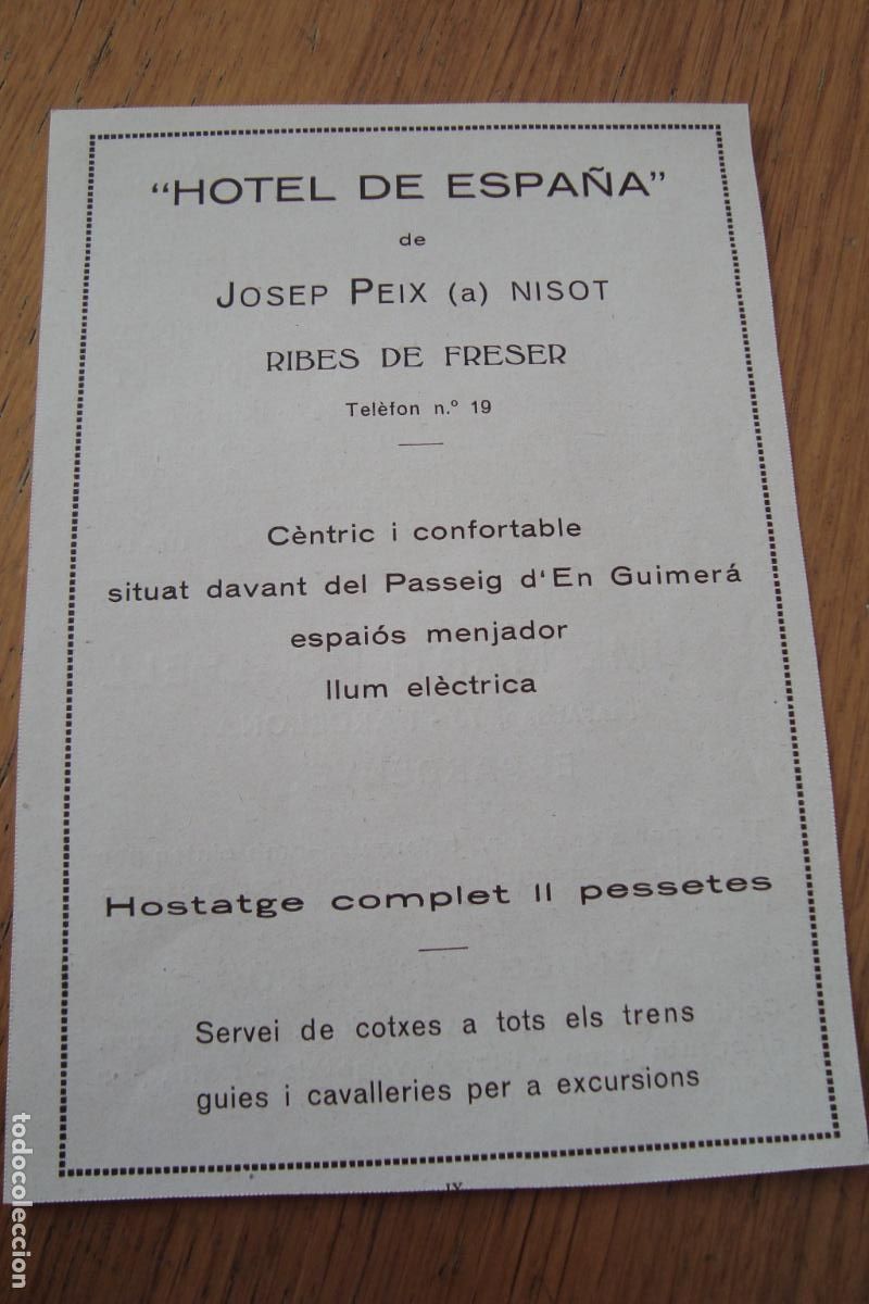 Advertising Catalogs: ANTIGUA PUBLICIDAD HOTEL ESPA&Ntilde;A JOSEP PEIX NISOT RIBES FRESER- HOTEL MONTAGUT- JAUME MARTI CALVELL