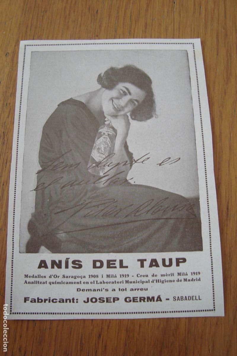 Advertising Catalogs: ANTIGUA PUBLICIDAD ANIS TAUP. PILAR ALONSO.JOSEP GERM&Aacute; SABADELL- HOTEL PRATS ROTLLAT RIBES FRESER