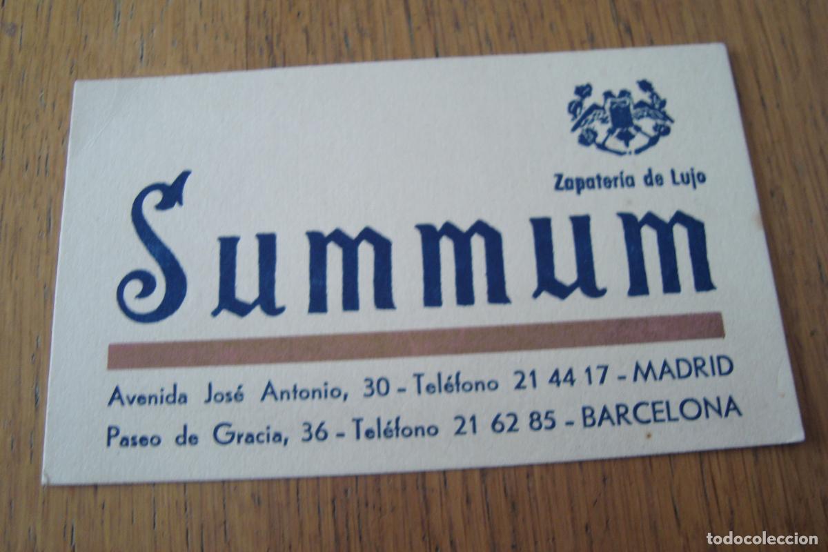 Advertising Catalogs: ANTIGUA TARJETA COMERCIAL. SUMMUN ZAPATERIA DE LUJO MADRI-BARCELONA