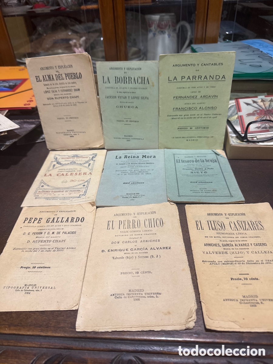 Cat&aacute;logos publicit&aacute;rios: Argumento y explicaciones zarzuelas 1905