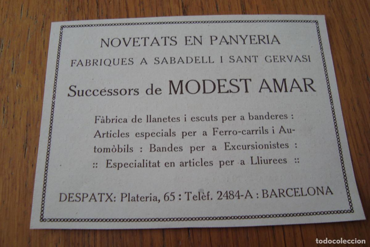 Catalogues publicitaires: ANTIGUA PUBLICIDAD PA&Ntilde;ERIA. ARTICULOS PARA FERROCARRIL. SUSESORES MODEST AMAR BARCELONA