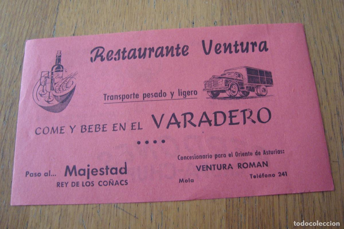 Cat&aacute;logos publicitarios: ANTIGUA PUBLICIDAD RESTAURANT VENTURA ROMAN TRANSPORTE LIGERO ASTURIAS. CHUPA-CHUPS