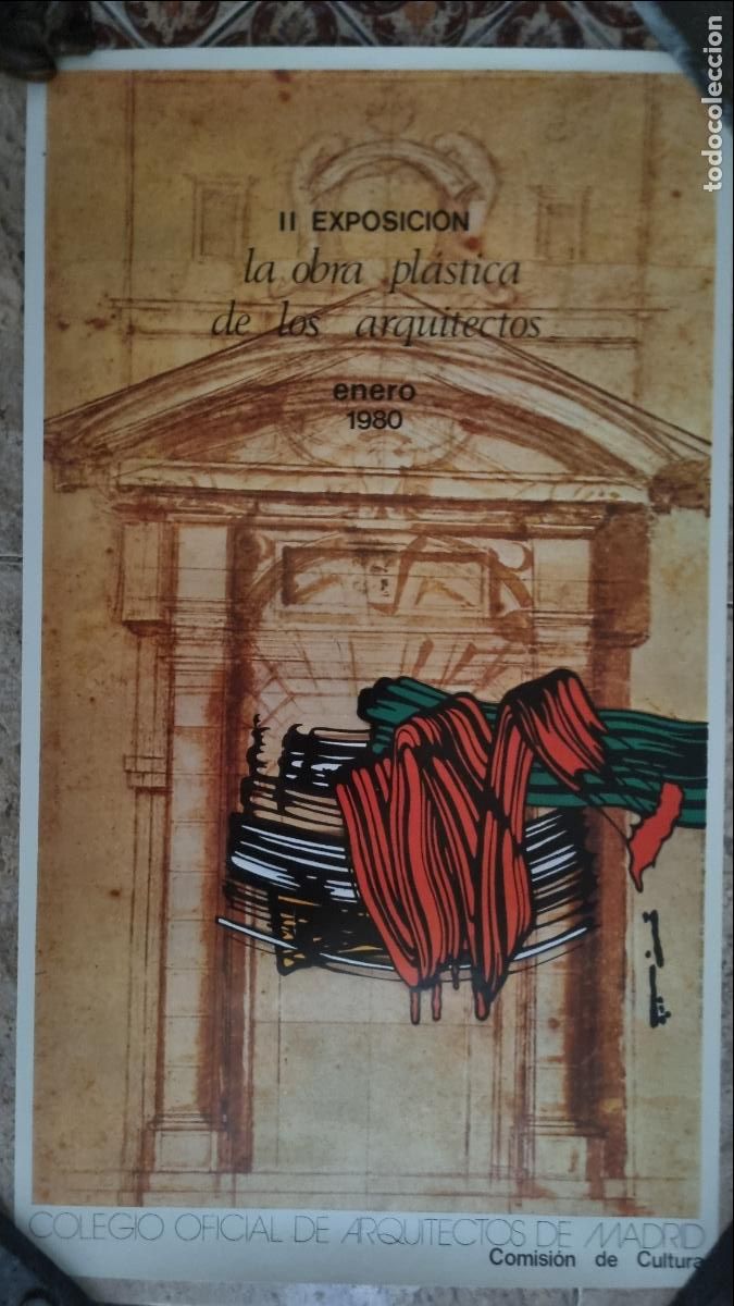 Cat&aacute;logos publicit&aacute;rios: CARTEL PUBLICIDAD EXPOSICION OBRA OBRA PLASTICA COLEGIO ARQUITECTOS MADRID 1980 DE TUREGANO ORIGINAL