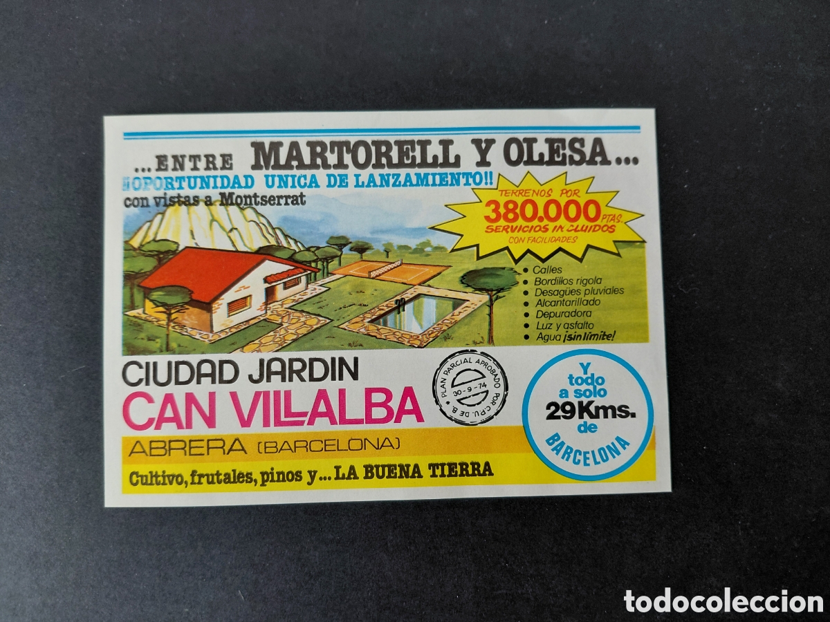 Cat&aacute;logos publicit&aacute;rios: ABRERA (BARCELONA) - CIUDAD JARDIN CAN VILLALBA - VENTA DE TERRENOS A&Ntilde;OS 60
