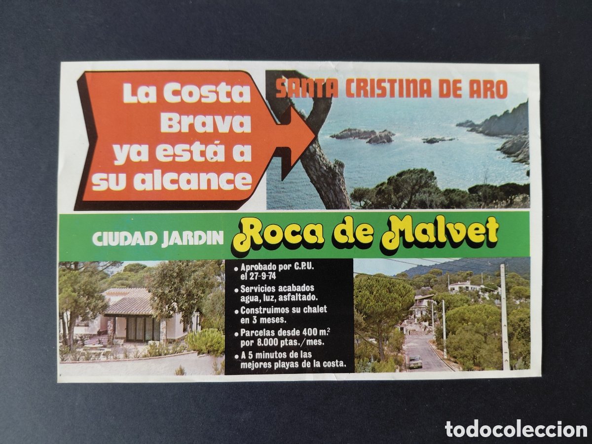 Cat&aacute;logos publicit&aacute;rios: SANTA CRISTINA D'ARO - URBANIZACION LA ROCA DE MALVET A&Ntilde;OS 70
