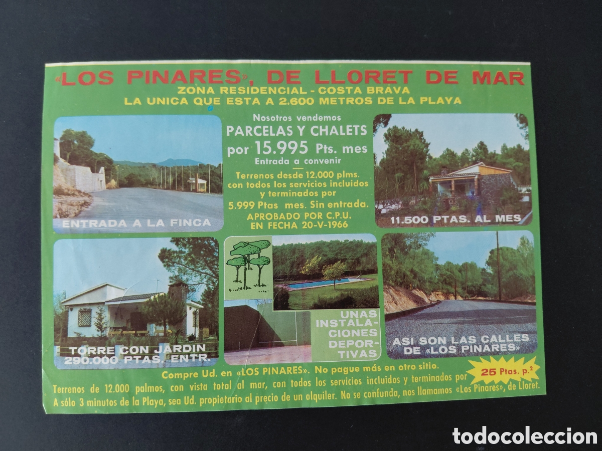 Cat&aacute;logos publicit&aacute;rios: LLORET DE MAR - URBANIZACION LOS PINARES A&Ntilde;OS 70