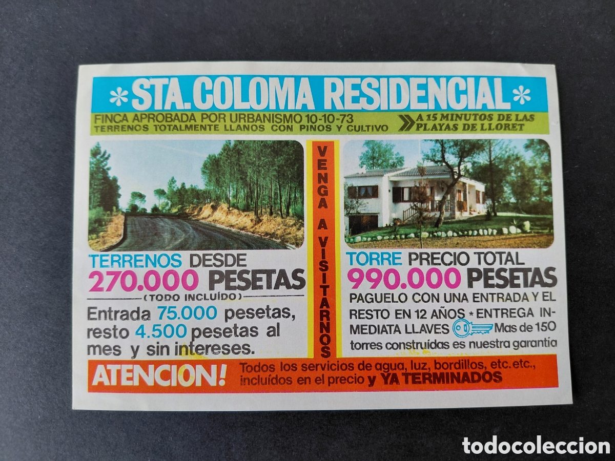 Werbekataloge: SANTA COLOMA DE FARNERS - URBANIZACION STA.COLOMA RESIDENCIAL A&Ntilde;OS 70