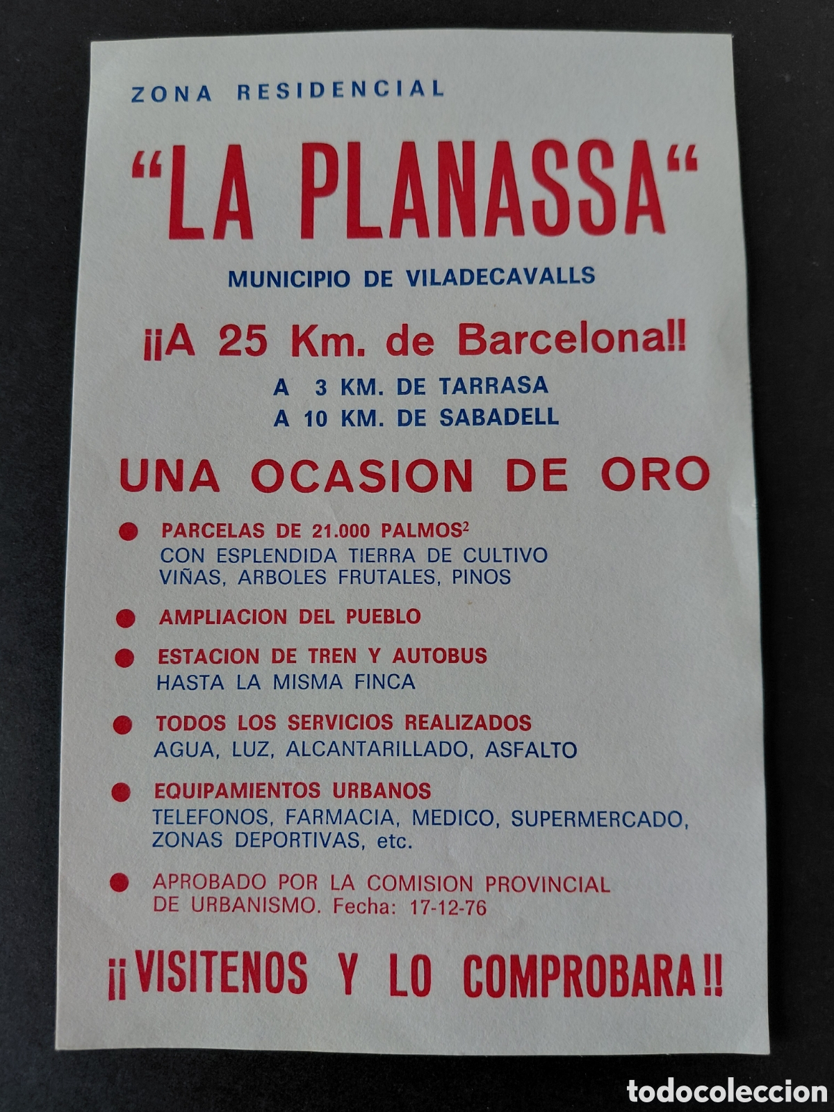 Werbekataloge: VILADECAVALLS - URBANIZACION LA PLANASSA A&Ntilde;OS 70
