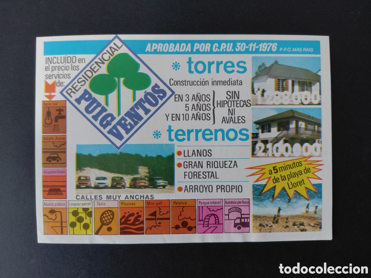 Catalogues publicitaires: VIDRERES - URBANIZACION PUIG VENT&Oacute;S A&Ntilde;OS 70