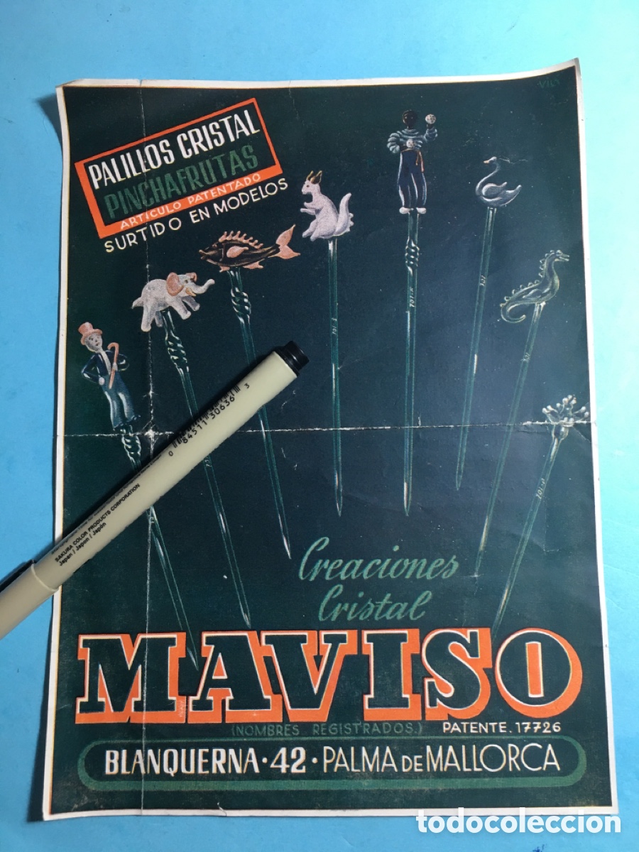 Catalogues publicitaires: ANTIGUA PALMA DE MALLORCA CREACIONES CRISTAL MAVISO Y PALILLOS CRISTAL PINCHA FRUTAS
