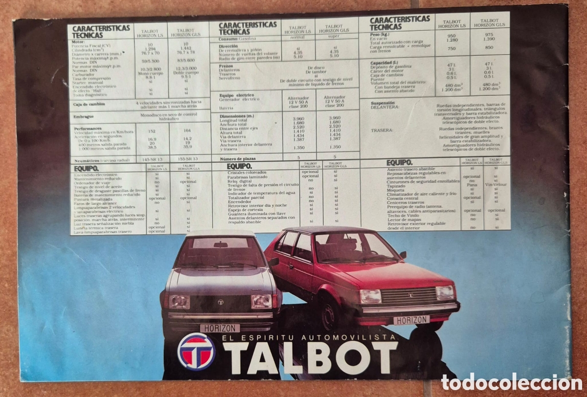 Cat&aacute;logos publicitarios: FOLLETO CATALOGO TALBOT HORIZON - Foto 4