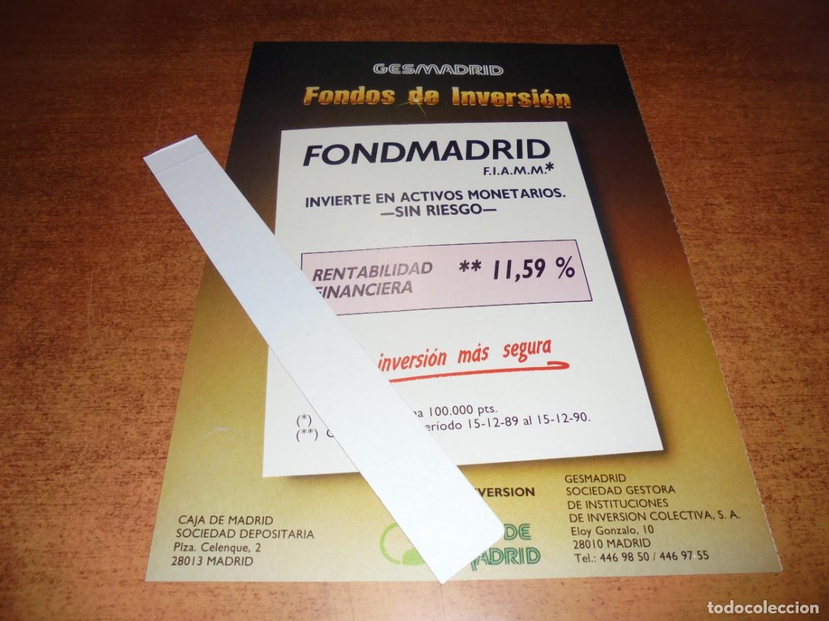 Advertising Catalogs: PUBLICIDAD 1991: CAJA DE MADRID RENTABILIDAD FINANCIERA 11,59 % GESMADRID