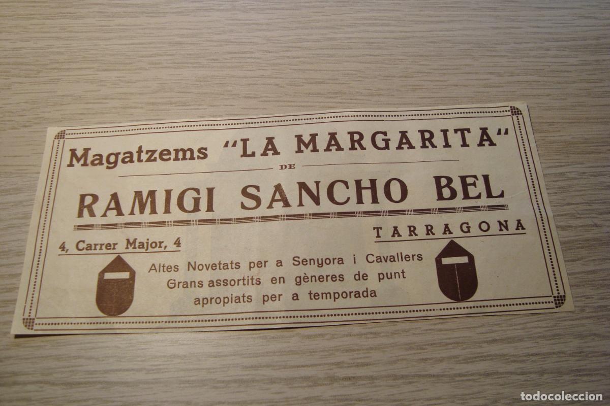 Advertising Catalogs: ANTIGUA PUBLICIDAD RAMIGI SANCHO BEL. MAGATSEMS LA MARGARITA. TARRAGONA 1934
