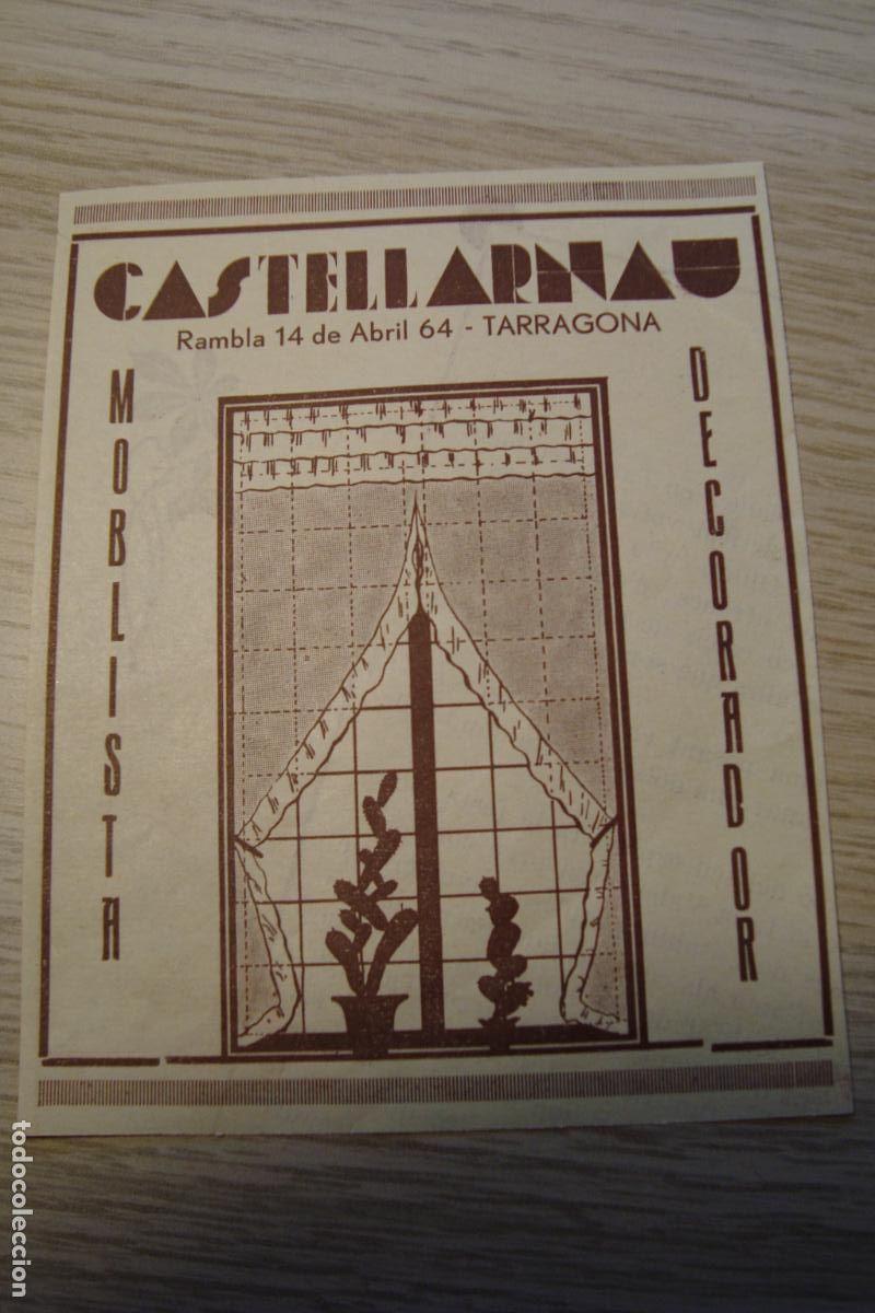 Advertising Catalogs: ANTIGUA PUBLICIDAD CASTELLARNAU MOBLISTA Y DECORADOR TARRAGONA 1934