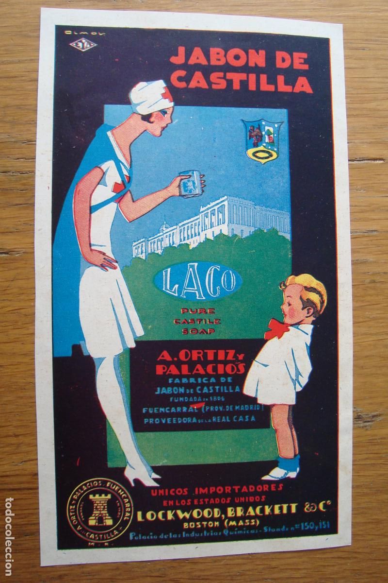 Cat&aacute;logos publicit&aacute;rios: ANTIGUA PUBLICIDAD JABON DE CASTILLA ORTIZ Y PALACIOS FUENCARRAL. LOCKWOOD BRACKETT 1929