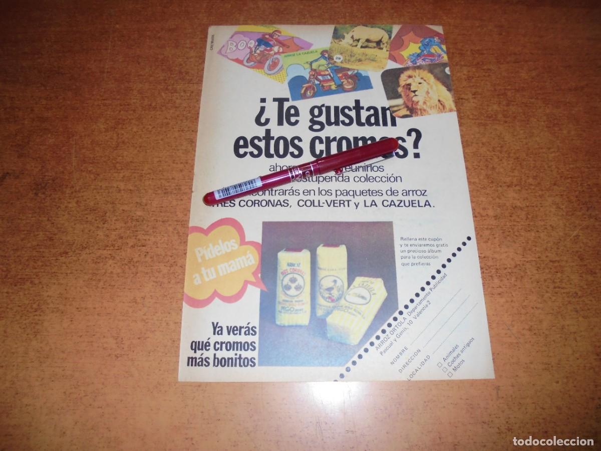 Cataloghi pubblicitari: PUBLICIDAD A&Ntilde;O 1974: ARROZ TRES CORONAS, COLL-VERT Y LA CAZUELA, REGALA CROMOS.