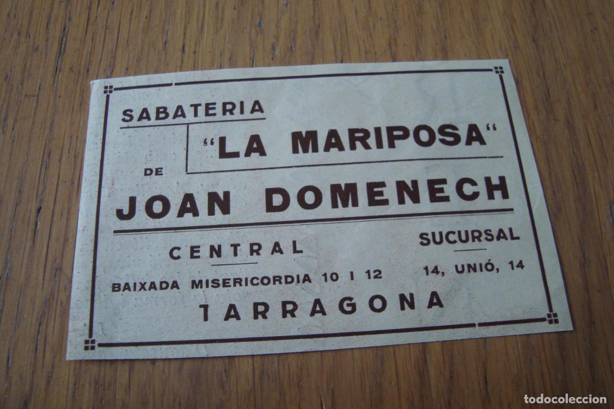 Cataloghi pubblicitari: ANTIGUA PUBLICIDAD SABATERIA LA MARIPOSA DE JOAN DOMENECH. TARRAGONA 1934