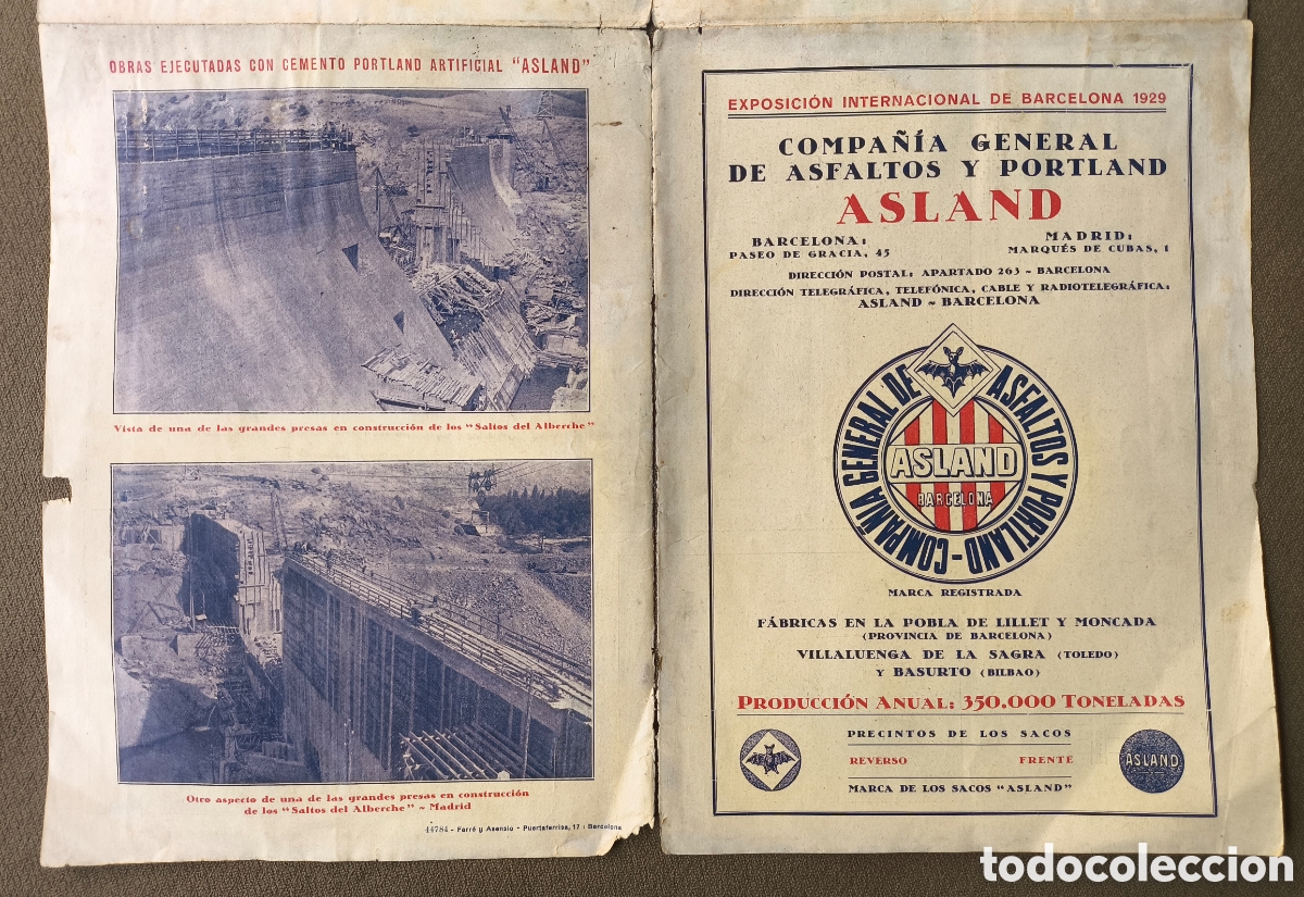 Catalogues publicitaires: ASLAND CLEMENTO PORTLAND F&Aacute;BRICA FOLLETO BARCELONA 1925