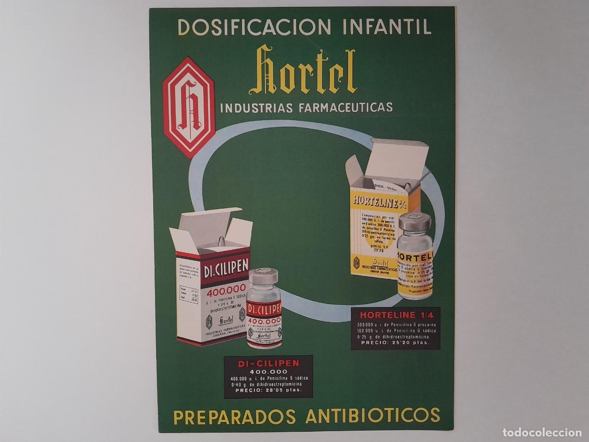 Cat&aacute;logos publicit&aacute;rios: FARMACEUTICAS HORTEL ABARAN MURCIA PUBLICIDAD FARMACIA ANTIBIOTICOS DI-CILIPEN HORTELINE RV