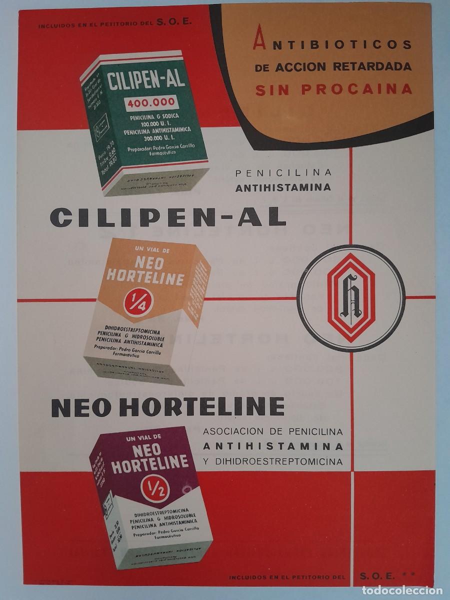 Cat&aacute;logos publicit&aacute;rios: FARMACEUTICAS HORTEL ABARAN MURCIA PUBLICIDAD FARMACIA ANTIBIOTICOS CILIPEN-AL NEO HORTELINE RV