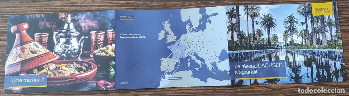 Cat&aacute;logos publicit&aacute;rios: D&eacute;pliant triptyque Transports Dachser tajine marocain sachet Coriandre bio r&eacute;seau s'agrandit