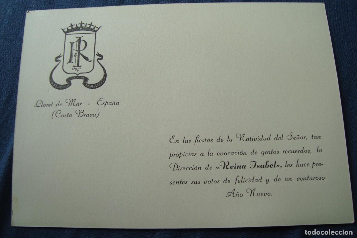 Cat&aacute;logos publicit&aacute;rios: ANTIGUA TARJETA FELICITACION RESTAURANTE REINA ISABEL. LLORET DE MAR