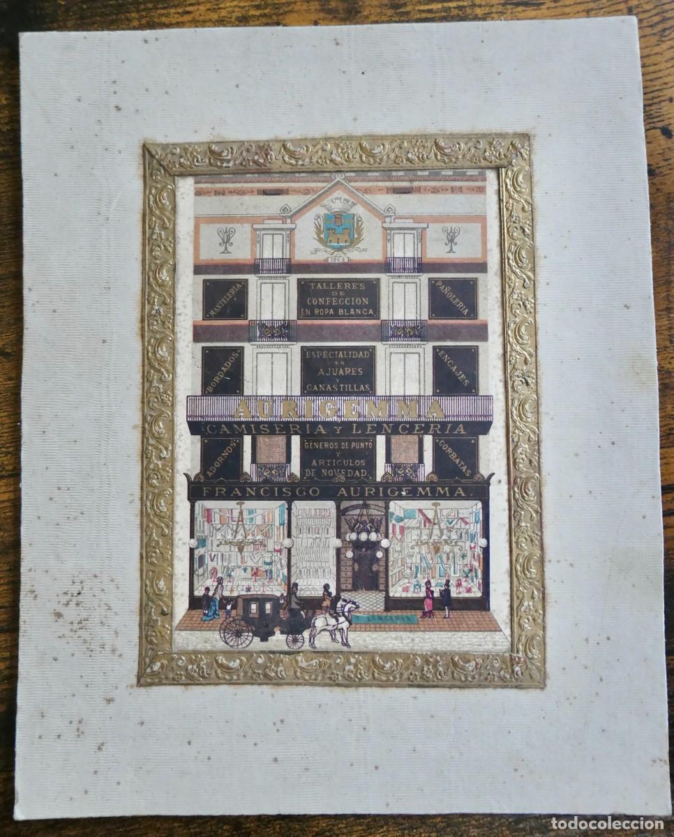 Werbekataloge: ANTIGUA PUBLICIDAD EN CART&Oacute;N TROQUELADO -FRANCISCO AURIGEMMA- CAMISERIA Y LENCERIA 1881