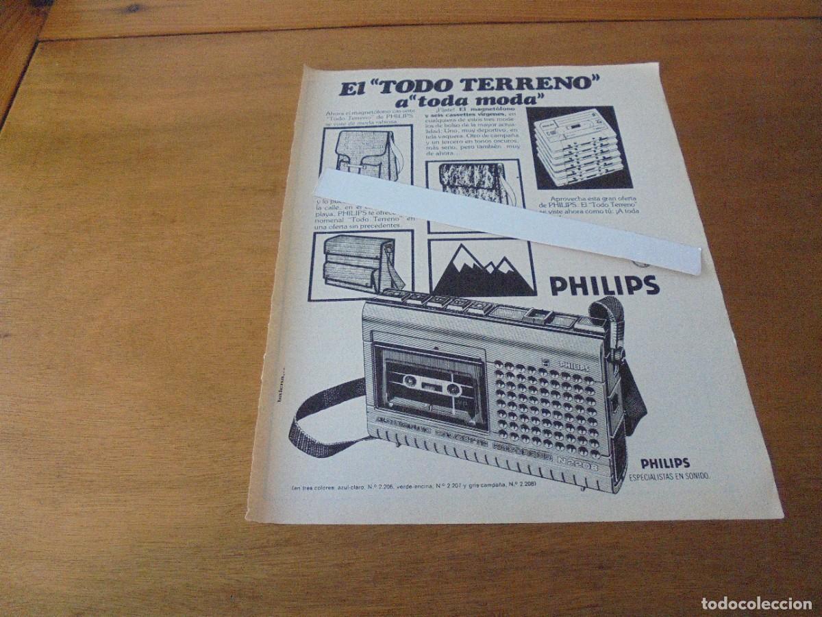 Cat&aacute;logos publicit&aacute;rios: PUBLICIDAD 1977: MAGNET&Oacute;FONO CASSETTE TODOTERRENO DE PHIPS A TODA MODA