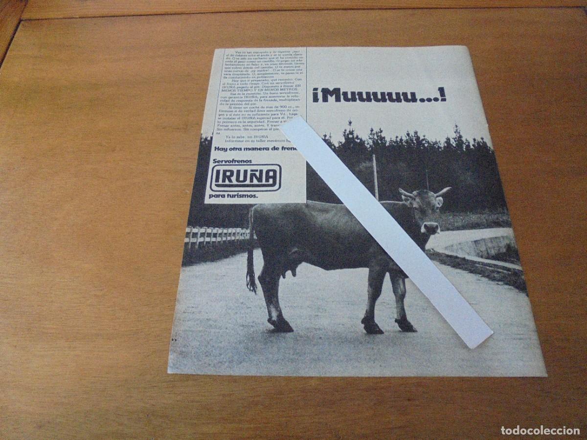 Cat&aacute;logos publicit&aacute;rios: PUBLICIDAD 1977: SERVOFRENOS IRU&Ntilde;A PARA TURISMOS