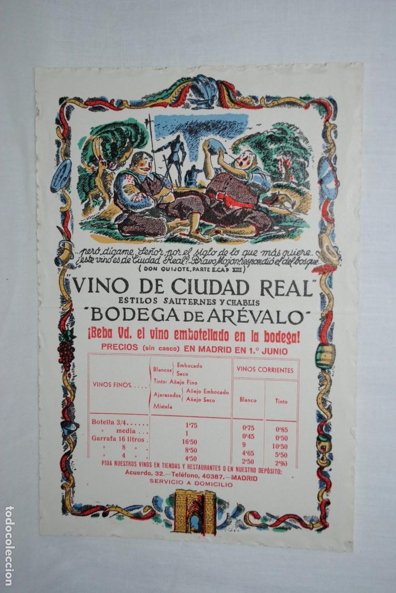 Cat&aacute;logos publicit&aacute;rios: LISTA DE PRECIOS , BODEGAS DE AREVALO .