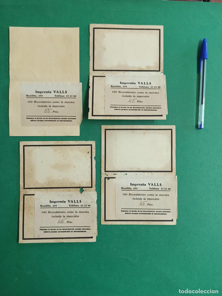 Werbekataloge: 4 Antiguas muestras de Recordatorios. Imprenta Valls. Barcelona. Publicidad.