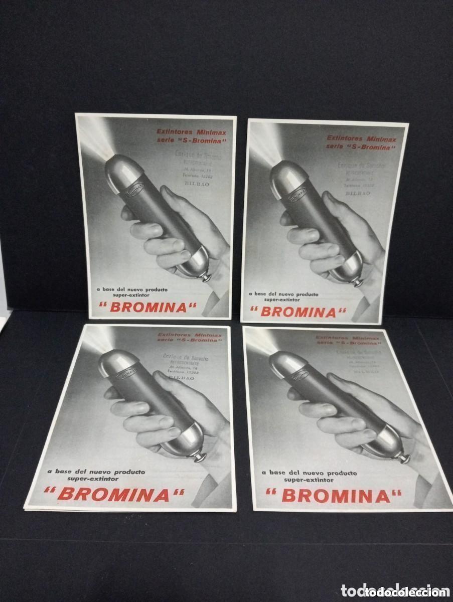 Catalogues publicitaires: 4 HOJAS PUBLICITARIAS MINIMAX CENTRAL ESPA&Ntilde;OLA - EXTINTORES SERIE S-BROMINA - BARCELONA