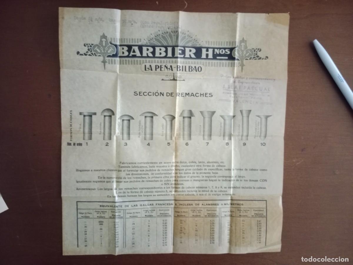 Catalogues publicitaires: Barbier Hermanos. F&aacute;brica de tachuelas, clavos, puntas, remaches y alambres. Bilbao Pe&ntilde;a PUBLICIDAD
