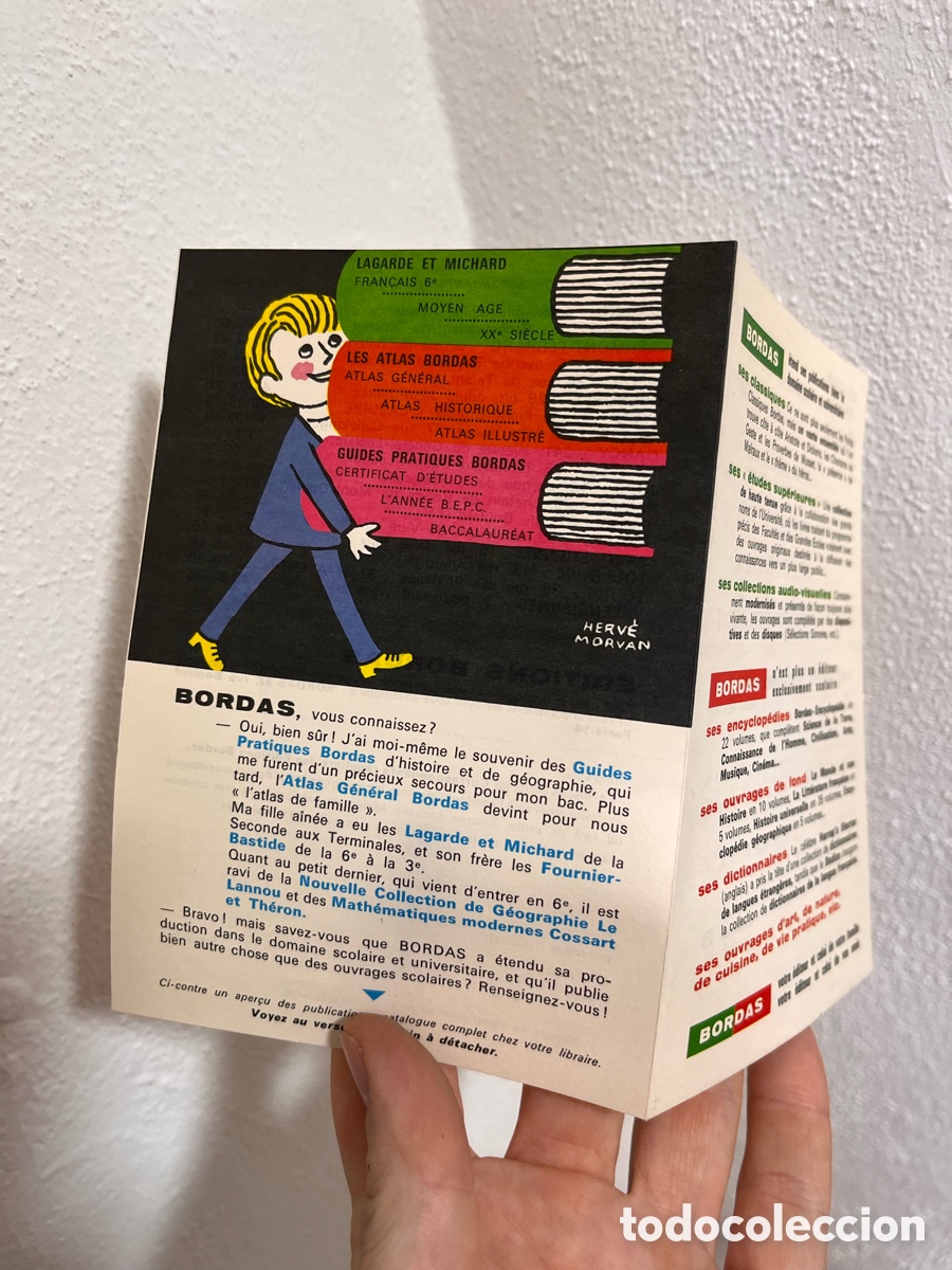 Cat&aacute;logos publicitarios: (I) antiguo folleto plegado a&ntilde;os 70 de curso Bordas, en franc&eacute;s