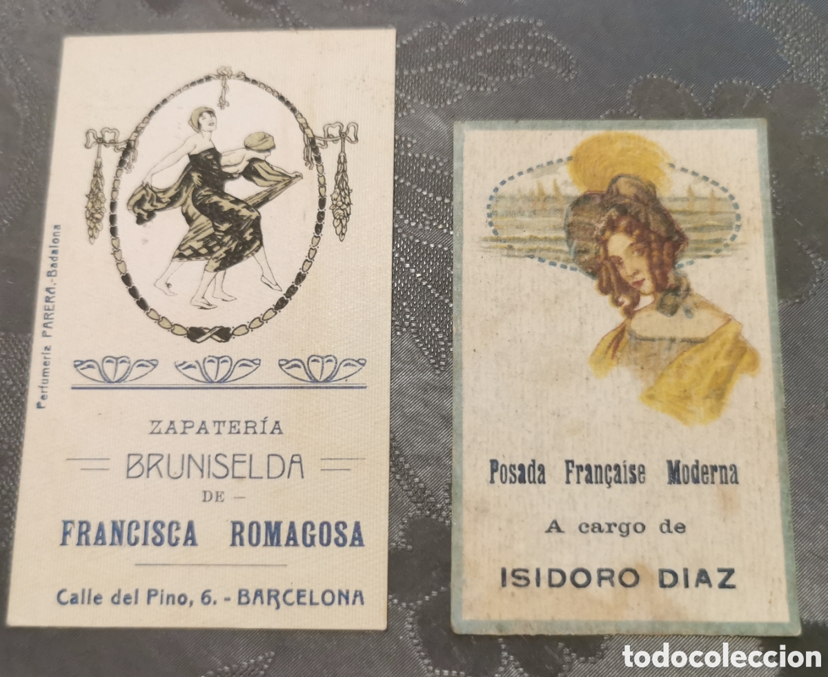 Catalogues publicitaires: 2 Tarjetas publicidad. Posada Fran&ccedil;aise Moderna y Zapater&iacute;a Bruniselda. Barcelona A&ntilde;os 20.