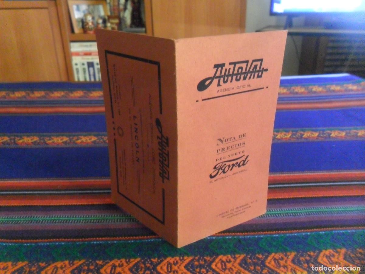 Catalogues publicitaires: A&Ntilde;O 1928, LISTA NOTA DE PRECIOS DEL NUEVO FORD GAMA, AUTOVAL AGENCIA OFICIAL LINCOLN EN MADRID. MBE.
