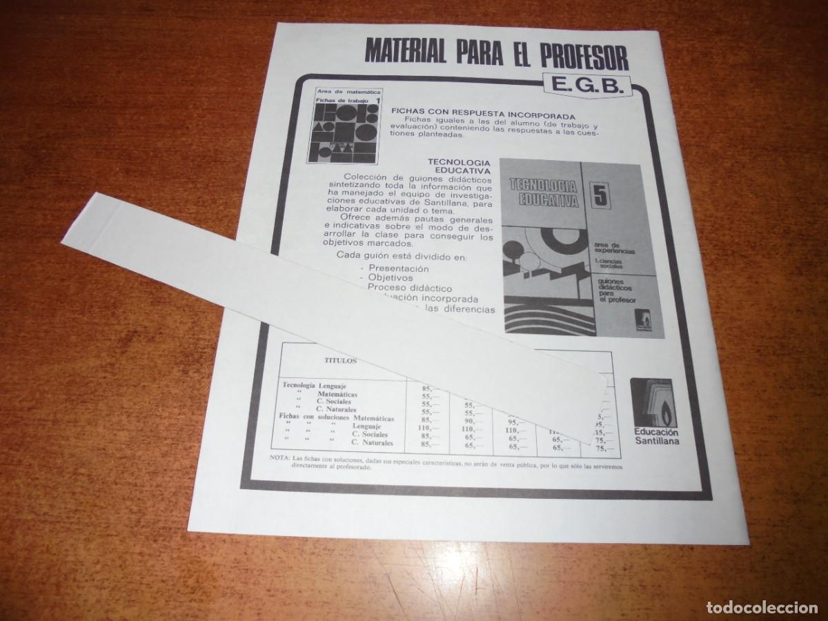 Cat&aacute;logos publicit&aacute;rios: PUBLICIDAD 1971: MATERIAL PARA EL PROFESOR E.G.B FICHAS CON RESPUESTA. TECNOLOG&Iacute;A EDUCATIVA. SANTILL