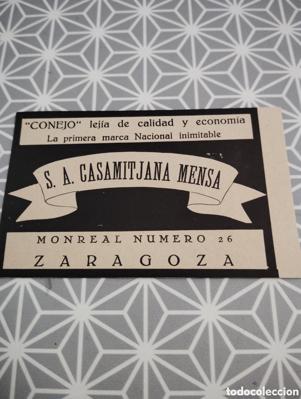 Cat&aacute;logos publicit&aacute;rios: LEJIA CONEJO. S A. CASAMITJANA MENSA. ZARAGOZA. A&Ntilde;OS 40