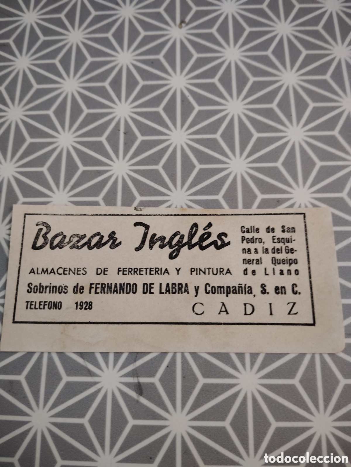 Cat&aacute;logos publicit&aacute;rios: BAZAR INGLES. CADIZ. A&Ntilde;OS 40