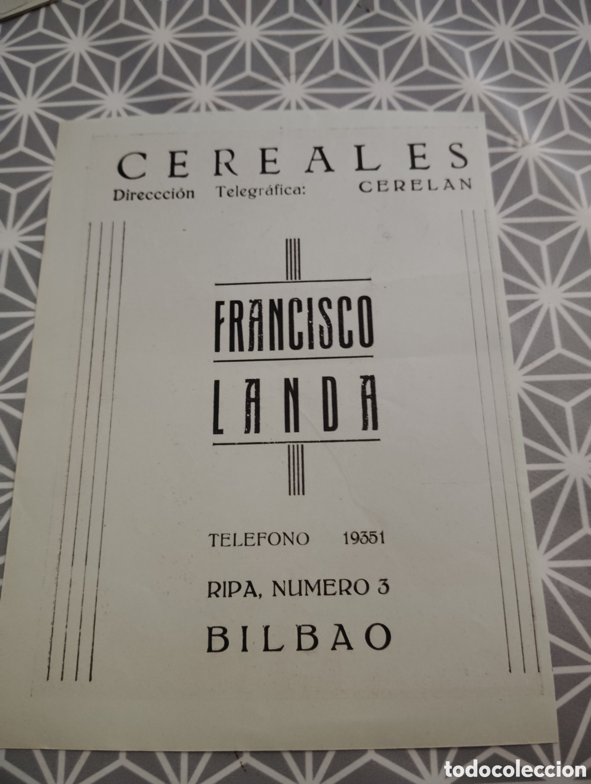 Cat&aacute;logos publicit&aacute;rios: CEREALES. FRANCISCO LANDA. BILBAO. A&Ntilde;OS 40