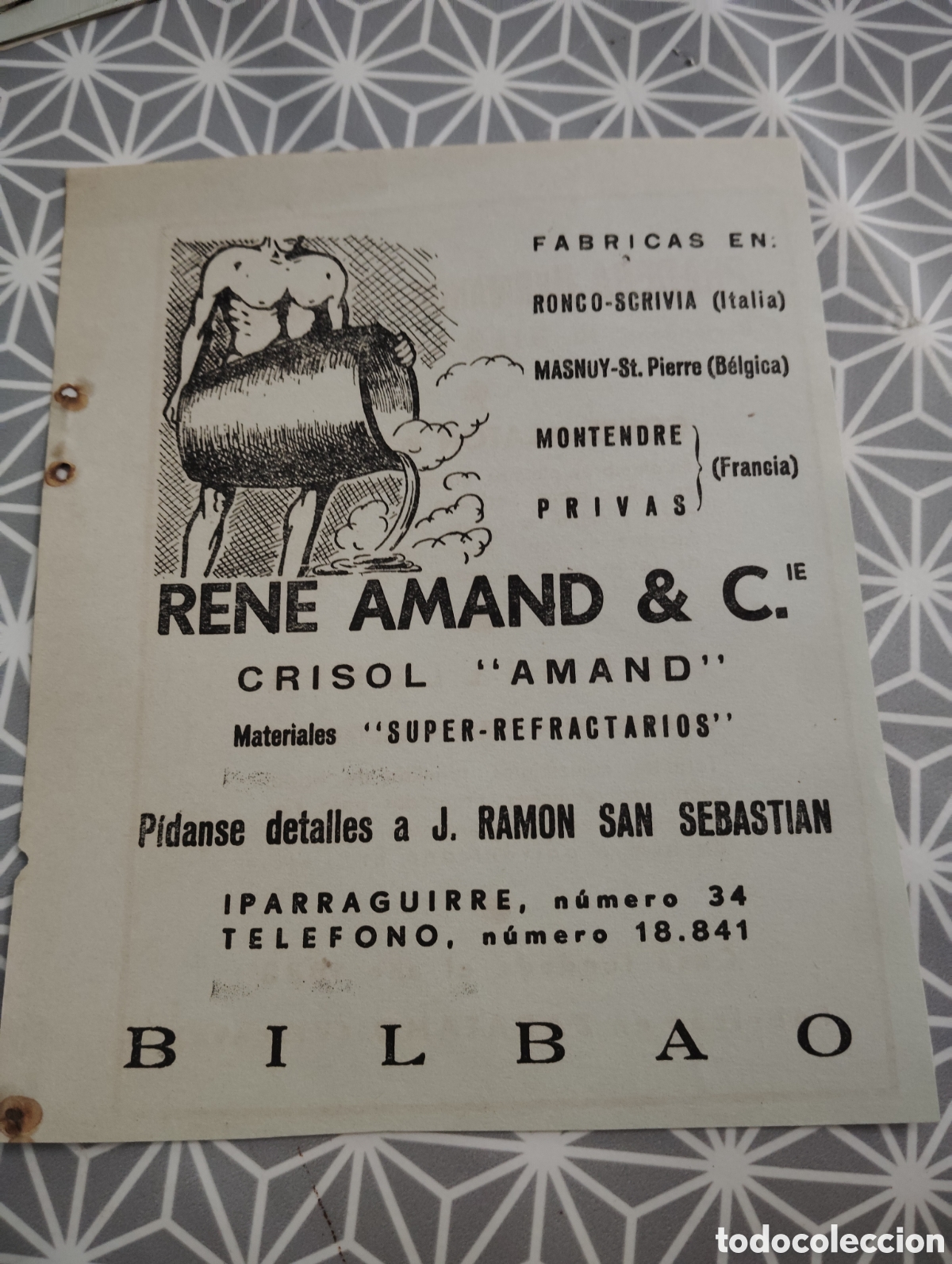 Cat&aacute;logos publicit&aacute;rios: CRISOL AMAND&CIE. REN&Eacute; AMAND. BILBAO. A&Ntilde;OS 40